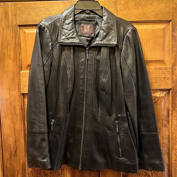 Anne Klein Jackets & Blazers - Anne KIein Lambskin Leather Scuba Jacket Black Womens Size L Excellent pre-owned
